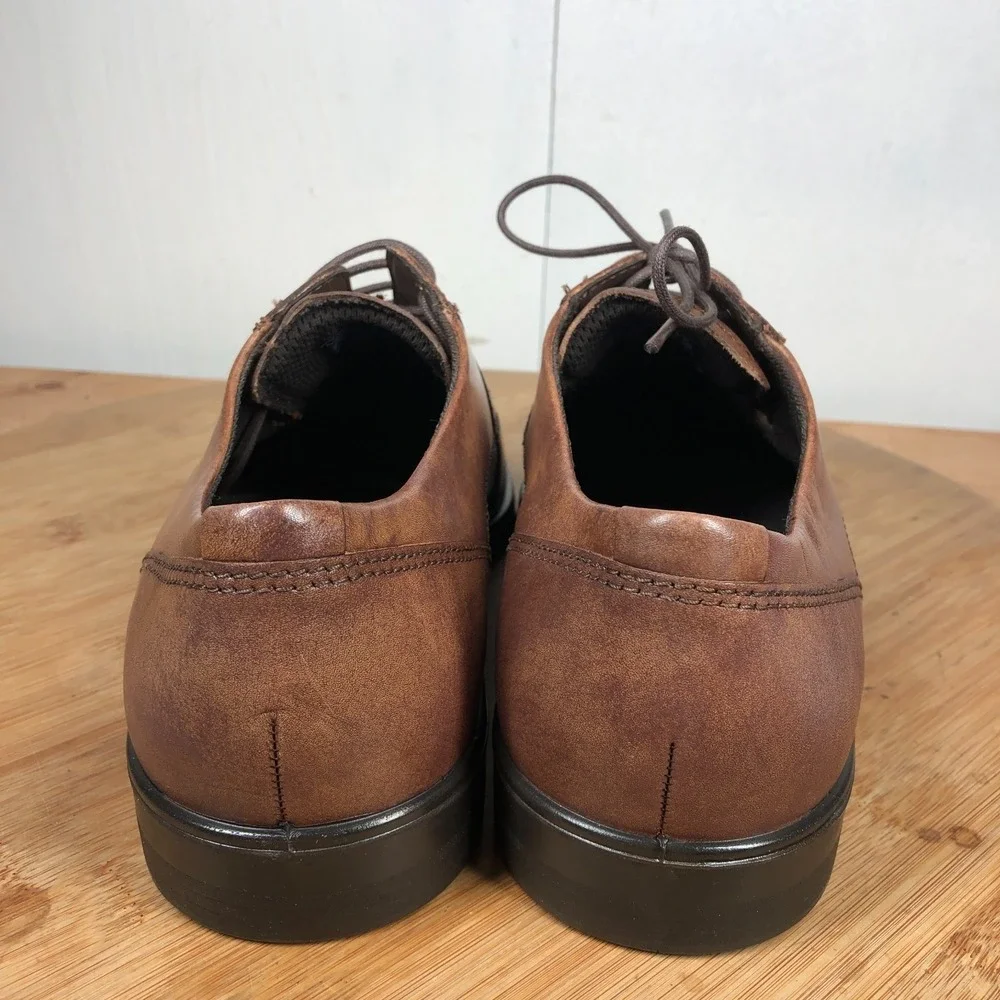 Ecco mens size 42 shoes brown leather Melbourne Tie Oxford Brown Classic Work